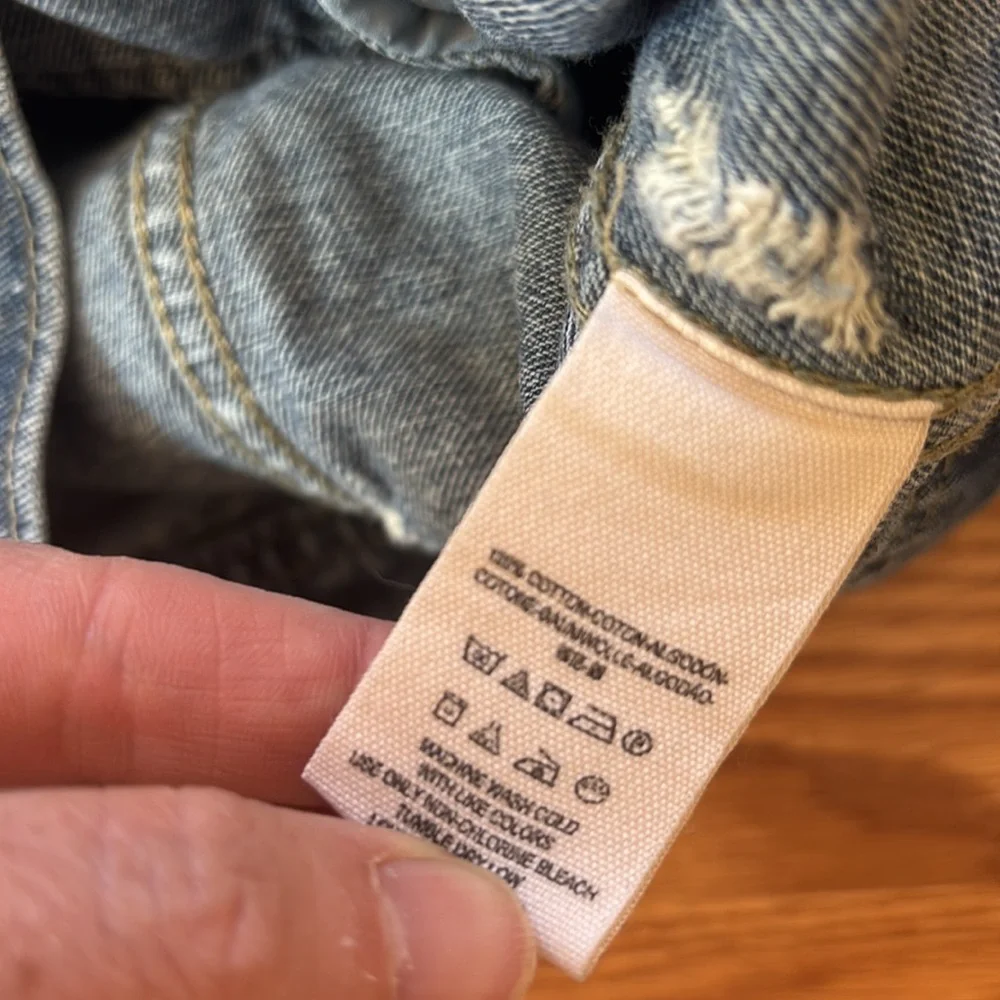 Free People Distressed Denim Hoodie Sweatshirt Jacket Size XS - Picture 10 of 10